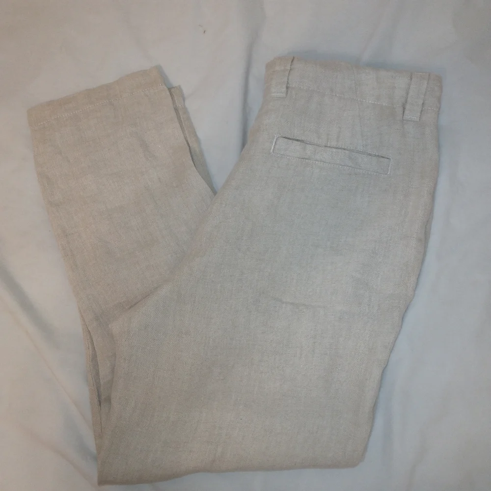 Zara size 31 Linen Pants Tapered Casual Drawstring 4 Pockets Cream Color